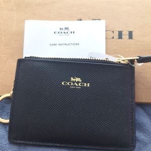 COACH leather mini ID skinny wallet black